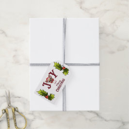 God jul Joy Cute Fransk Bulldog holly Presentetikett