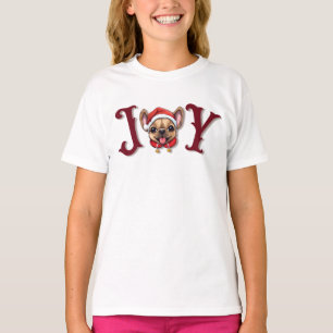 God jul Joy Cute Fransk Bulldog holly T Shirt