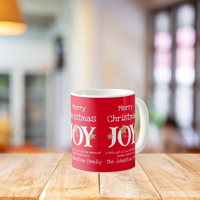 God jul Joy en liten gåva till din Coola Red Kaffemugg (Give a little Joy this Christmas with this bright and cheerful mug with a warm holiday message.)