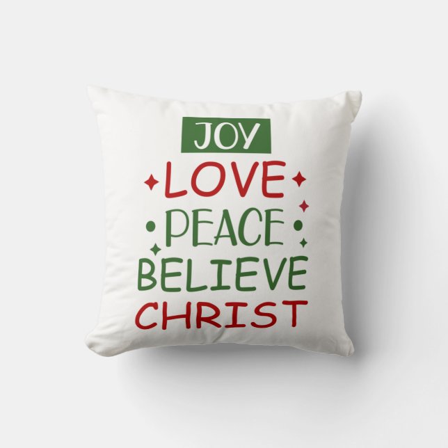 God jul Joy Kärlek Peace Tro Kudde (Framsida)