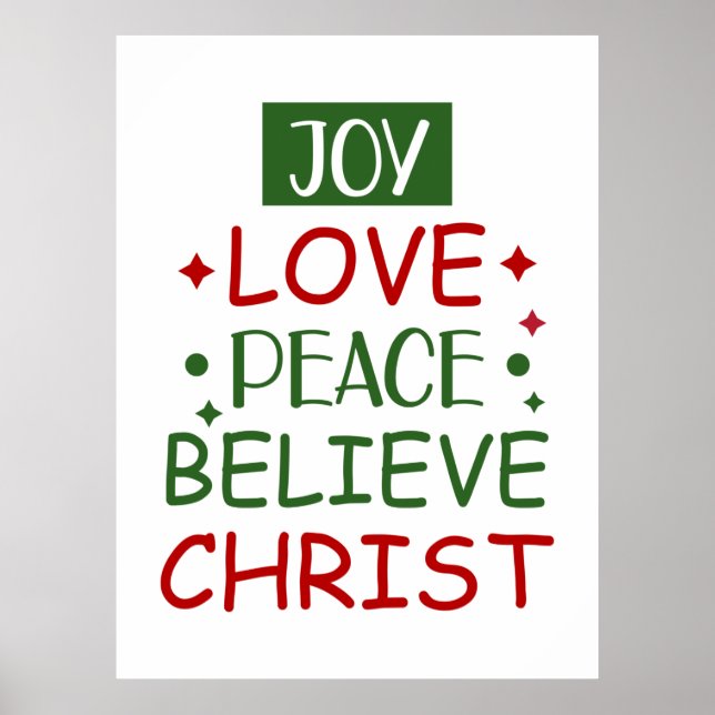 God jul Joy Kärlek Peace Tro Poster (Framsidan)