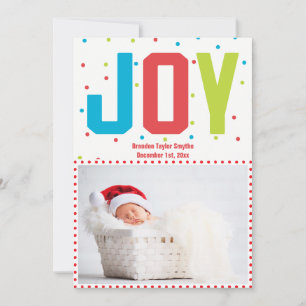 God jul Joy Nyfödd bebis-fotokort Julkort