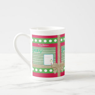 God jul, Joy Red Bone China Mugg Benporslin Mugg