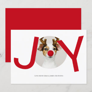 God jul Joy Red Photo Card Inbjudningar
