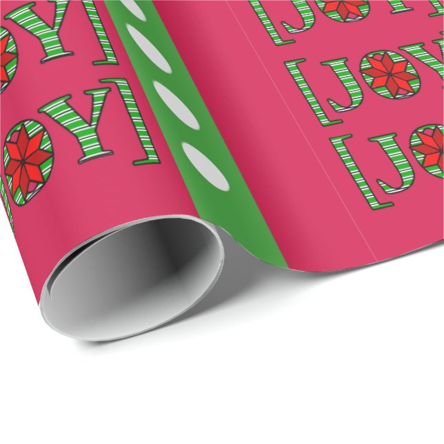 God jul Joy Red Wrapping Papper Presentpapper (Rullad Hörn)