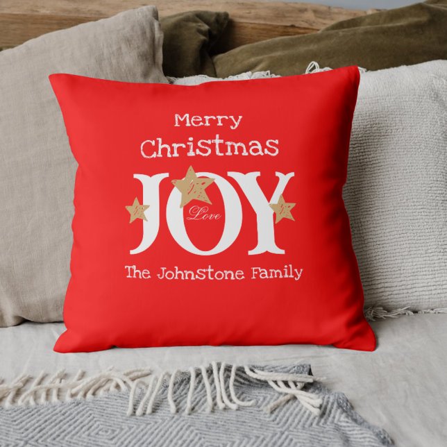 God jul Joy Script Namn Red Helgdag Kudde (Cultivate a little Christmas Joy with these bright and cheerful throw pillows.)