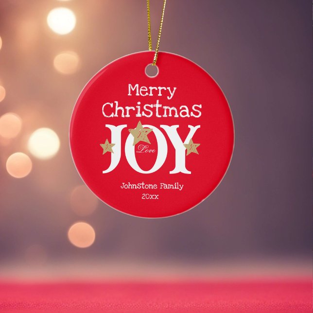 God jul Joy Simple Elegant Red Julgransprydnad Keramik (Bright & Cheerful, this lovely Christmas ornament is sure to please.)