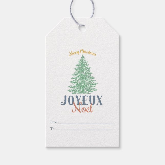 God jul Joyeux Noel Vintage Presentetikett (Framsidan)