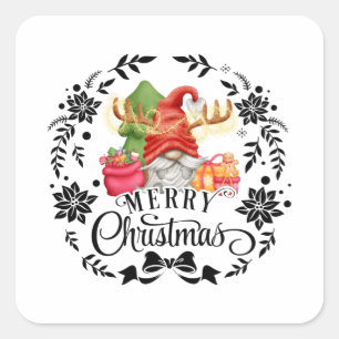 God jul jul jul-jultomten Troll Fyrkantigt Klistermärke