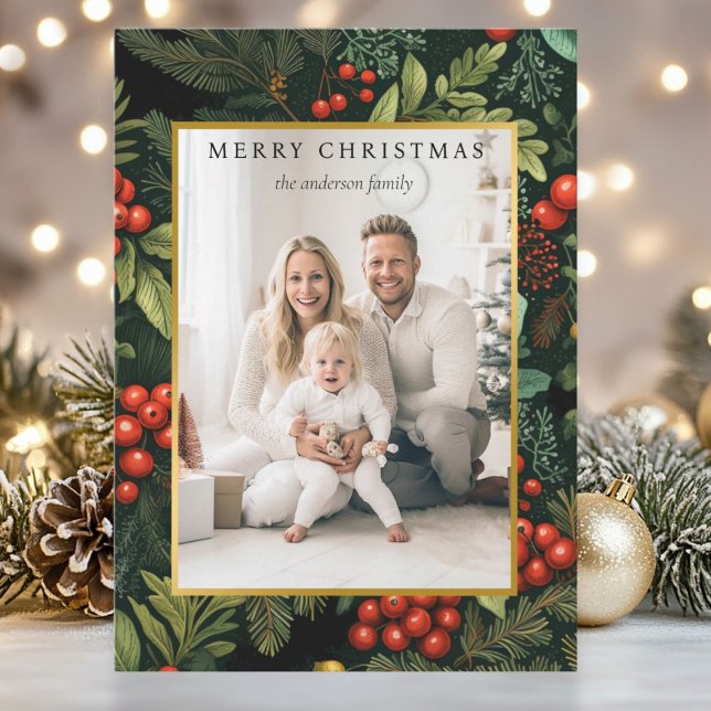 God jul! Jul mönster, enkelt foto Julkort (Merry Christmas! Christmas pattern, simple photo Holiday Card)