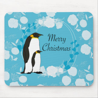 god jul, jul,pingvin,blommor,blå, musmatta