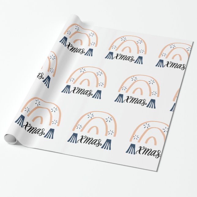God jul Julafton Boho Rainbow Gift Presentpapper (Utrullad)