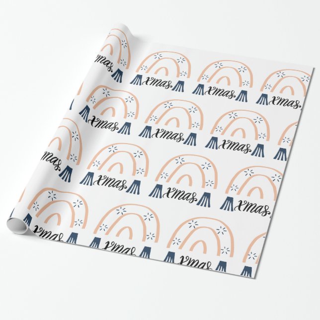 God jul Julafton Boho Rainbow Gift Wrapping Pa Presentpapper (Utrullad)