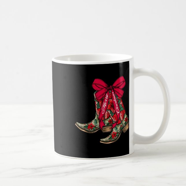 God jul Julafton Cowboy Boots Coquette Bow Paj Kaffemugg (Höger)