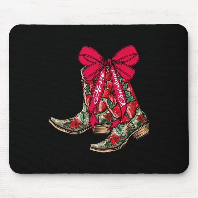 God jul Julafton Cowboy Boots Coquette Bow Paj Musmatta (Framsidan)