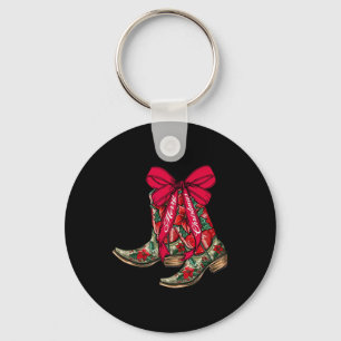 God jul Julafton Cowboy Boots Coquette Bow Paj Nyckelring