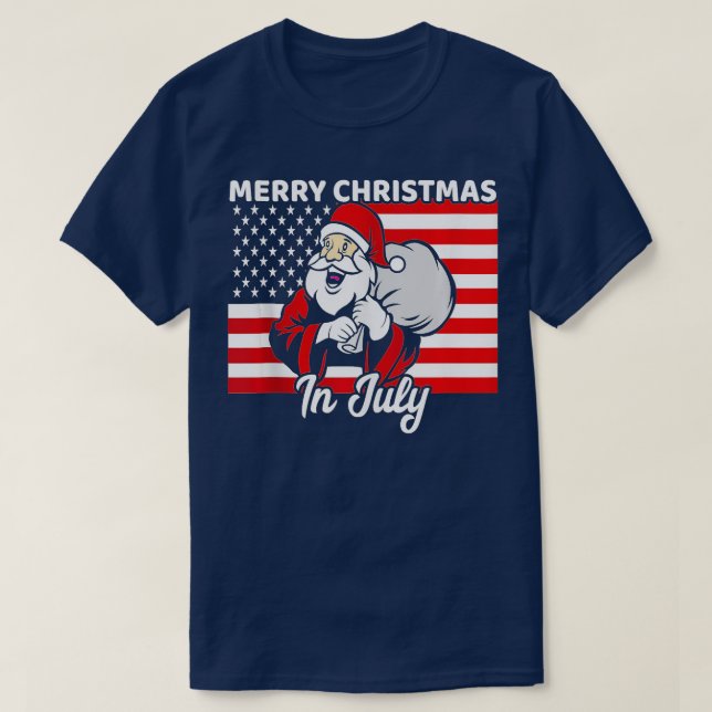 God jul Julafton i juli 4:e Party Santa Funny T Shirt (Design framsida)