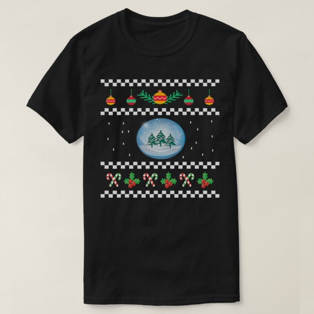 God jul Julafton Julgran Ugly Snowglobe T Shirt (Design framsida)