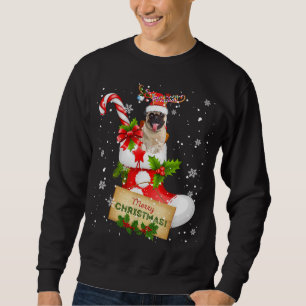 God jul Julafton Ljus Santa Reindeer Pug in Lång Ärmad Tröja