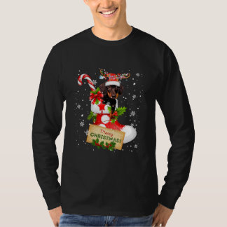 god jul Julafton Ljus Santa Reindeer T Shirt