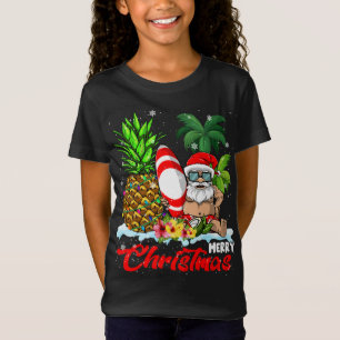 God jul Julafton Ljus Santa Surfing Hawaiian T Shirt