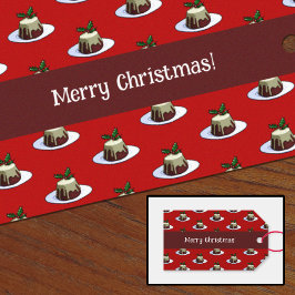 God jul! Julafton Pudding & Holly Mönster Presentetikett
