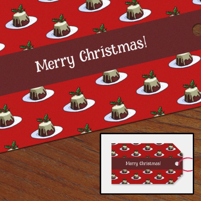 God jul! Julafton Pudding & Holly Mönster Presentetikett (Skapare uppladdad)