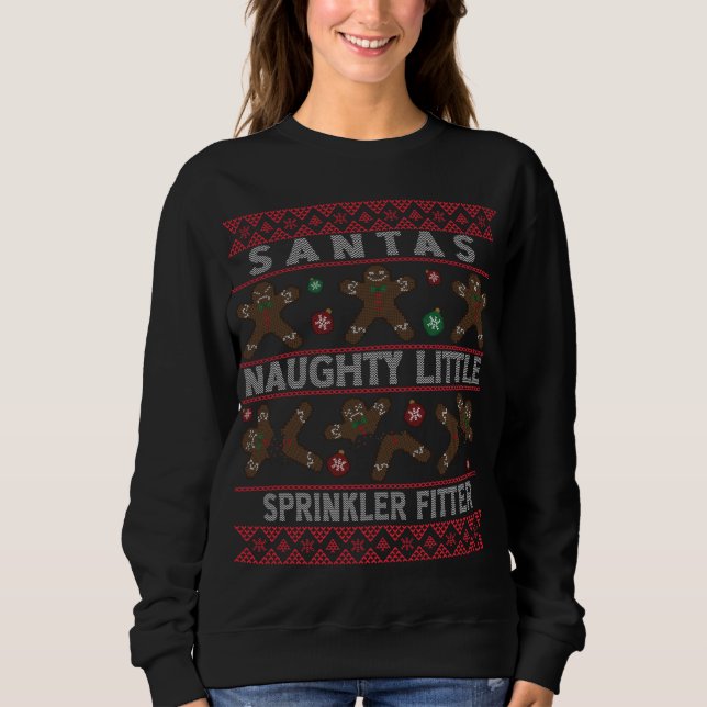 God jul, Julafton Santa Sprinkler Fitter-jobb T Shirt (Framsida)