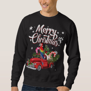 God jul Julafton Träd Red Lastbil Parrot Santa H Lång Ärmad Tröja