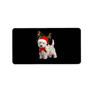 God jul Julafton Westie Hund Reindeer Cosplay Adressetikett