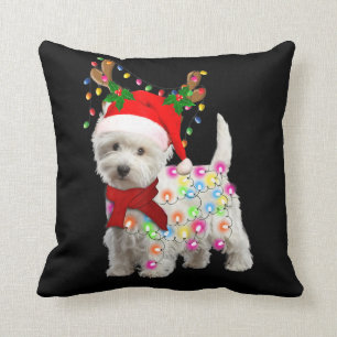 God jul Julafton Westie Hund Reindeer Cosplay Kudde