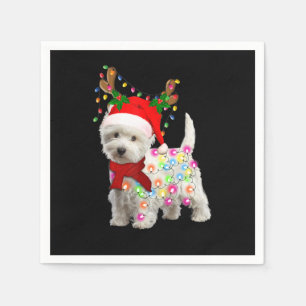 God jul Julafton Westie Hund Reindeer Cosplay Pappersservett