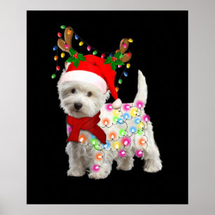 God jul Julafton Westie Hund Reindeer Cosplay Poster