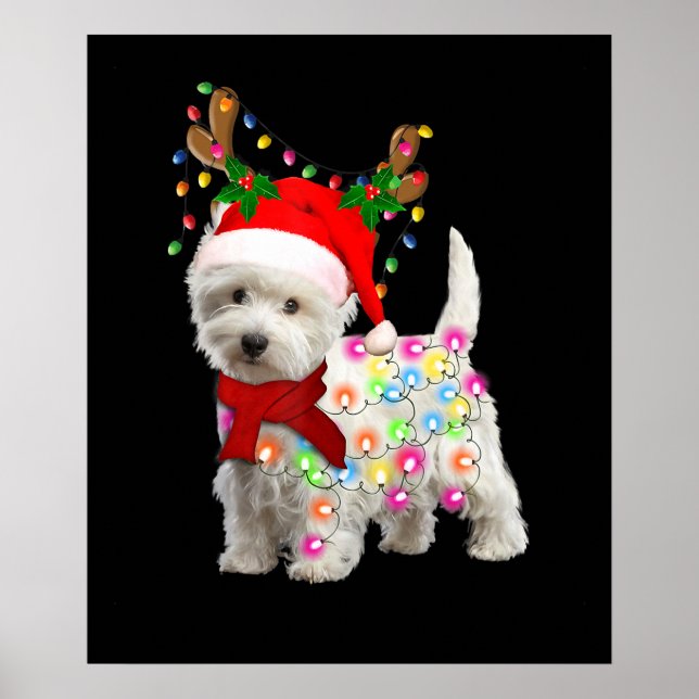 God jul Julafton Westie Hund Reindeer Cosplay Poster (Framsidan)