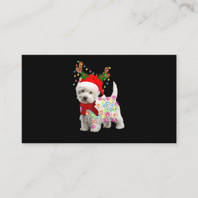 God jul Julafton Westie Hund Reindeer Cosplay Visitkort (Framsida)