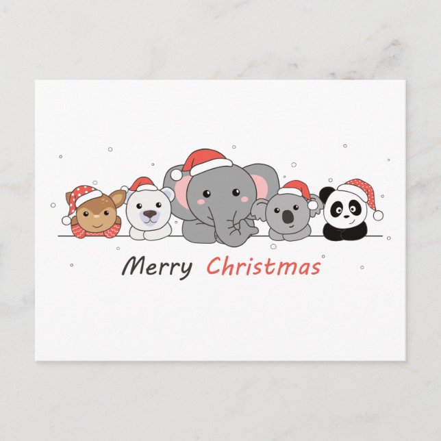 God jul Juldjur Cute Animals Pos Vykort (Framsida)