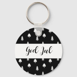 God Jul Julen Scandinaviens svarta mönster present Nyckelring