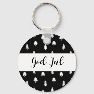 God Jul Julen Scandinaviens svarta mönster present Nyckelring