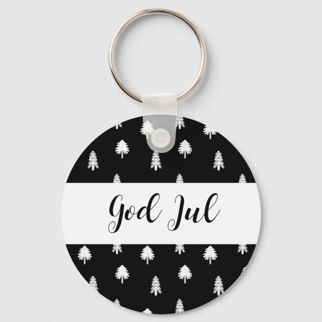 God Jul Julen Scandinaviens svarta mönster present Nyckelring (Framsida)