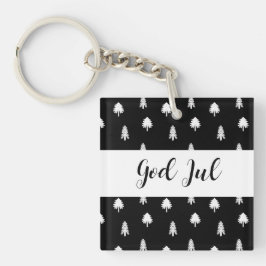 God Jul Julen Scandinavisk svart mönster present