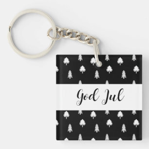 God Jul Julen Scandinavisk svart mönster present