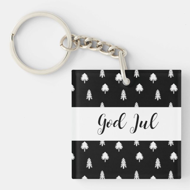 God Jul Julen Scandinavisk svart mönster present (Framsidan)