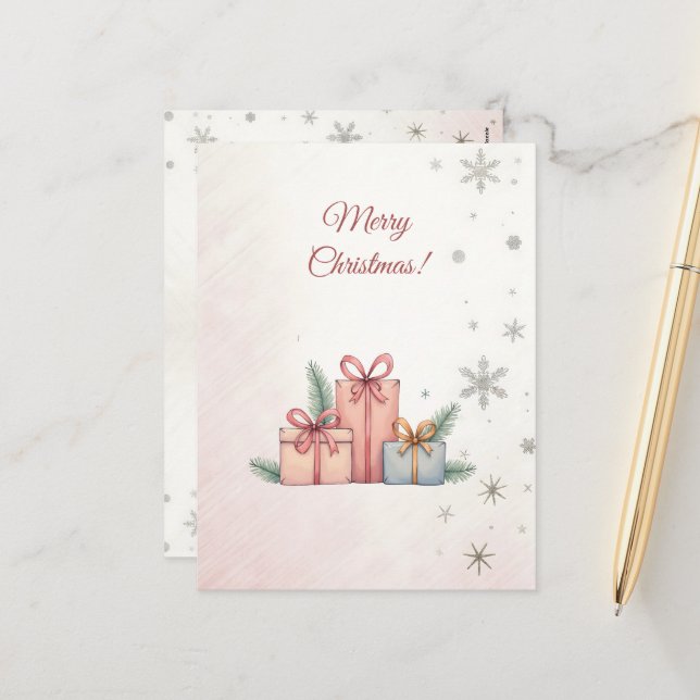 God jul! Julgåvor,С julkort. Helg Vykort (Fram/Back In Situ)