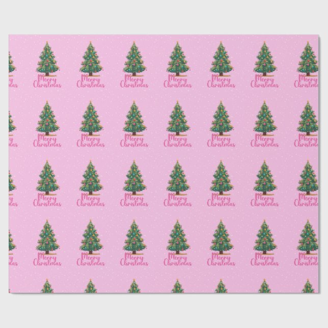God Jul, Julgran, Högtid, Rosa Presentpapper (Platt)