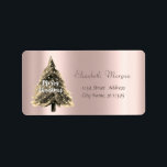 God jul, Julgran, Ro Guld Adressetikett<br><div class="desc">Julgran på glansig bakgrund i ro guld. En elegant och en sofistikerad design. Anpassa med ditt namn och information om adress.</div>