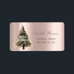 God jul, Julgran, Ro Guld Adressetikett<br><div class="desc">Julgran på glansig bakgrund i ro guld. En elegant och en sofistikerad design. Anpassa med ditt namn och information om adress.</div>