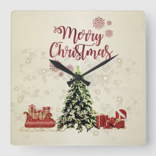 god jul,Julgranar,Presenter,Sleigh Fyrkantig Klocka