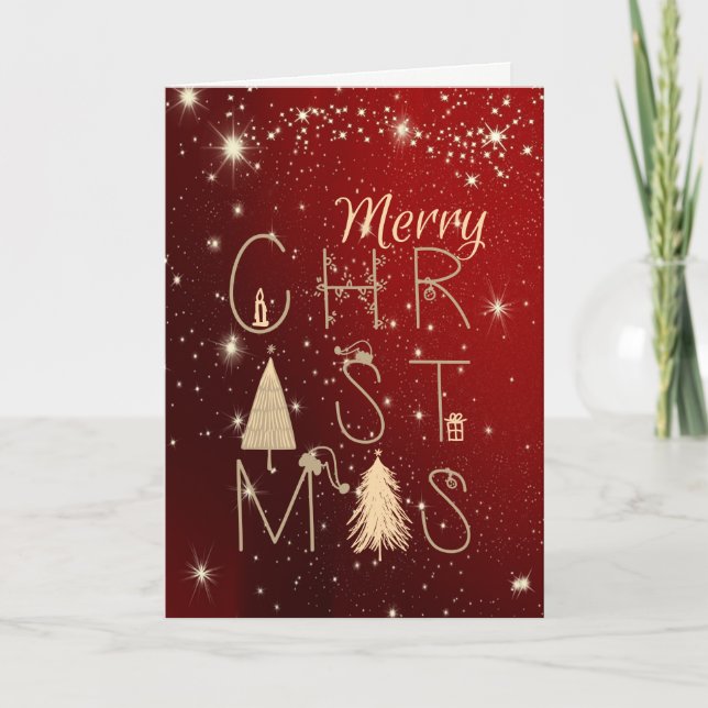 God Jul,Julgranar Röda Helgkort (Framsida)