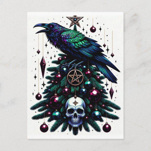 God jul/Juli Raven och Pentagram Vykort (Framsida)