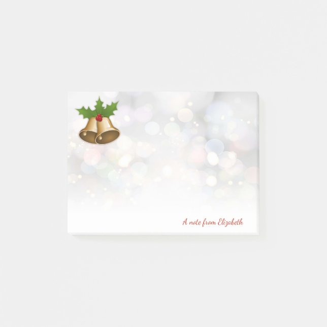 God Jul,Julklocka,Bokeh-Personlig Post-it Block (Framsida)